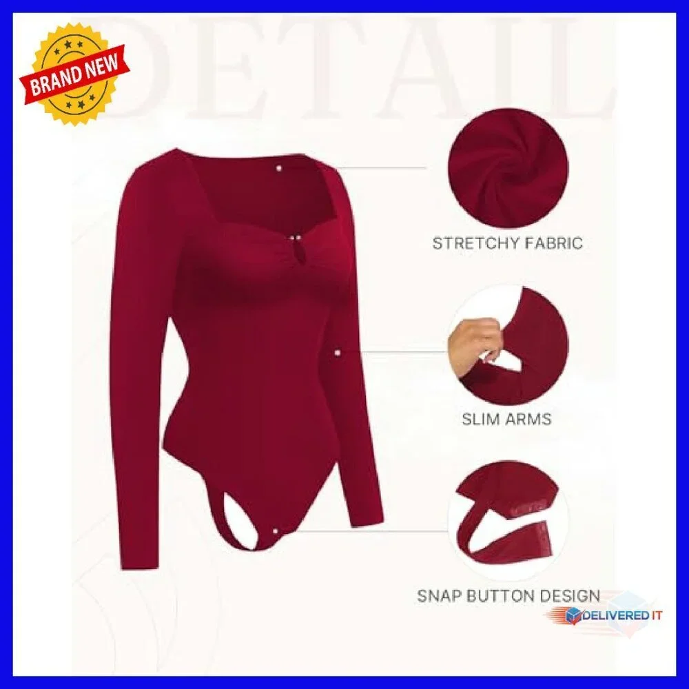Long Sleeve Tummy Control Bodysuit Seamless Thong Shapewear
